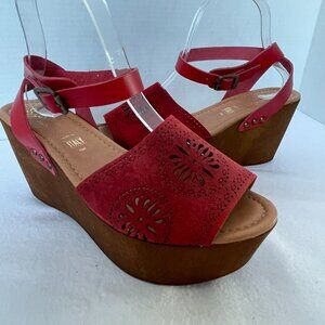 Seychelles Red Platform Wedge Sandal